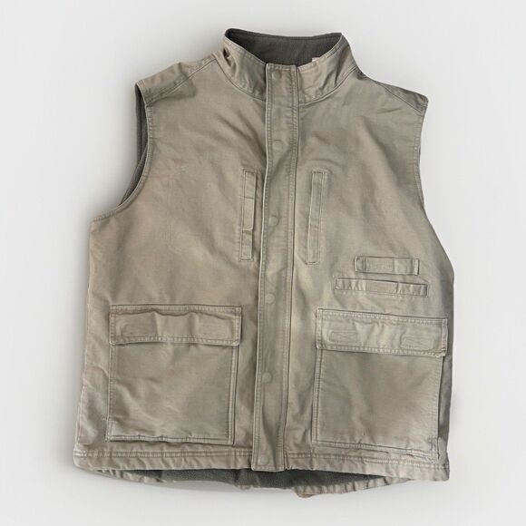 Redhead Duck Hunting Vest Mens Size L Khaki Green Fleece Lining Canvas - Picture 1 of 6